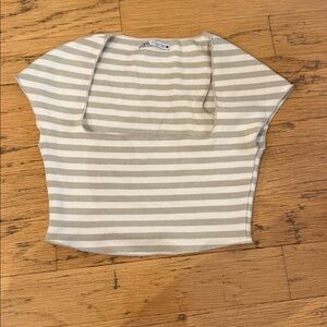 Zara Beige and White Striped Top